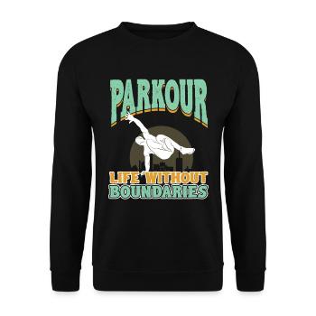 Parkour-Leben ohne Grenzen - Unisex Pullover - Schwarz - Vorne - Alina (178cm) & Michal (187cm)