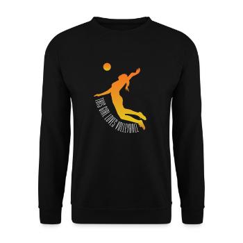 Volleyball Damen Dieses Mädchen liebt Volleyball - Unisex Pullover - Schwarz - Vorne - Alina (178cm) & Michal (187cm)