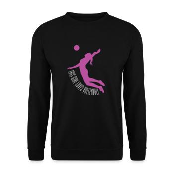 Volleyball Damen Dieses Mädchen liebt Volleyball - Unisex Pullover - Schwarz - Vorne - Alina (178cm) & Michal (187cm)
