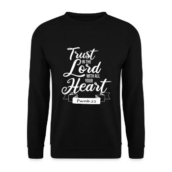 Trust In The Lord With All Your Heart - Proverbs - Unisex Sweatshirt - black - Front - Alina (178cm) & Michal (187cm)