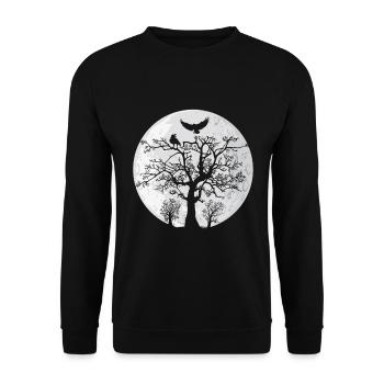 World ash tree with two ravens - Unisex Sweatshirt - black - Front - Alina (178cm) & Michal (187cm)