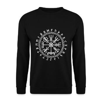 Compas Vegvisir Viking et cercle de Futhark - Sweat-shirt Unisexe - noir - Devant - Alina (178cm) & Michal (187cm)