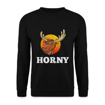 Horny Moose T-Shirt - Unisex Sweatshirt - black - Front - Alina (178cm) & Michal (187cm)