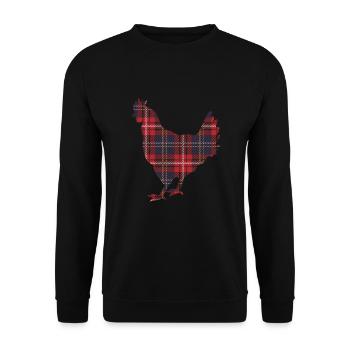 Hähnchenkarierter Tartan - Unisex Pullover - Schwarz - Vorne - Alina (178cm) & Michal (187cm)
