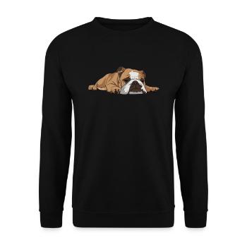 Faule Englische Bulldogge - Unisex Pullover - Schwarz - Vorne - Alina (178cm) & Michal (187cm)