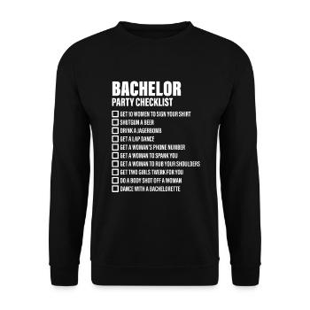 Bachelor Party Checklist - JGA - Unisex Sweatshirt - black - Front - Alina (178cm) & Michal (187cm)
