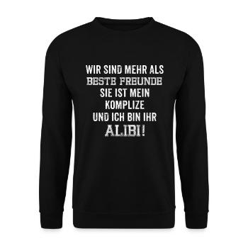 Beste Freundin Geschenk T-Shirt - Unisex Pullover - Schwarz - Vorne - Alina (178cm) & Michal (187cm)