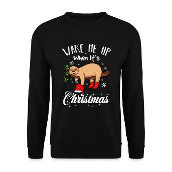 Réveille-moi Quand Noël Est Paresseux Chemise - Sweat-shirt Unisexe - noir - Devant - Alina (178cm) & Michal (187cm)