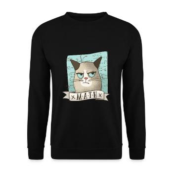 Math Cat T-Shirt Gift Math Teacher Funny - Unisex Sweatshirt - black - Front - Alina (178cm) & Michal (187cm)