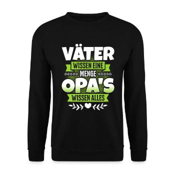 Opa T-Shirt Geschenk Vatertag Grossvater Lustig - Unisex Pullover - Schwarz - Vorne - Alina (178cm) & Michal (187cm)
