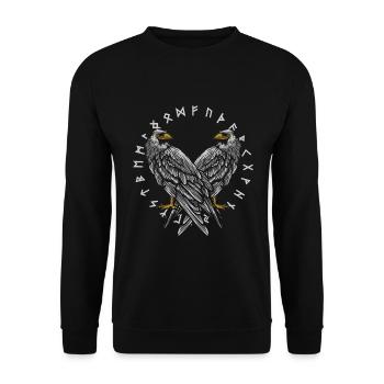 Corbeau d'Odin avec cercle Futhark - Sweat-shirt Unisexe - noir - Devant - Alina (178cm) & Michal (187cm)