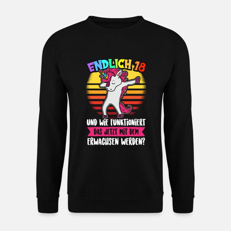 18. Geburtstag Mädchen Geschenk Einhorn 18 Jahre - Unisex Pullover - Schwarz
