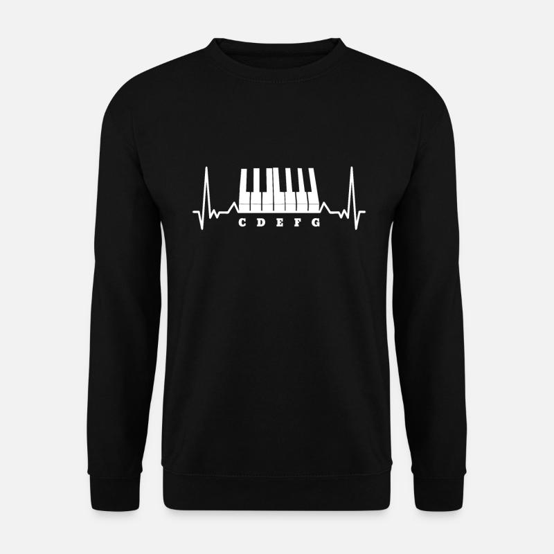 Piano keys heartbeat musical notes - Unisex Sweatshirt - black
