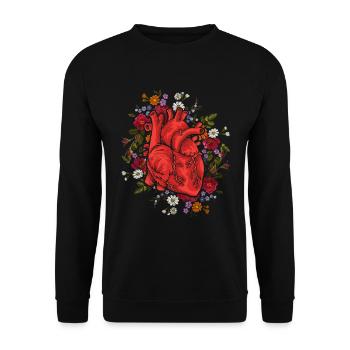 Anatomical floral heart - Unisex Sweatshirt - black - Front - Alina (178cm) & Michal (187cm)