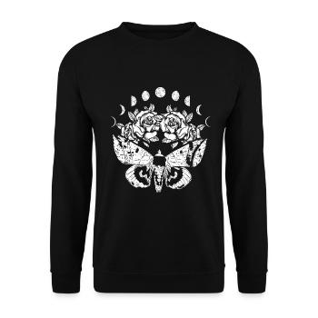 Moon rose moth witchcraft - Unisex Sweatshirt - black - Front - Alina (178cm) & Michal (187cm)