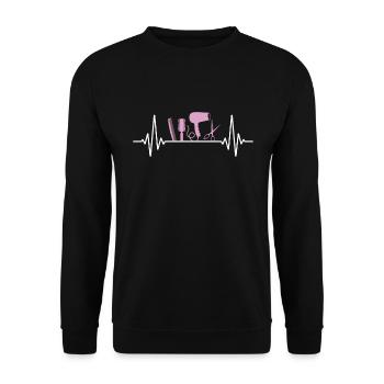 Ciseaux à brosse pour coiffeur Heartbeat - Sweat-shirt Unisexe - noir - Devant - Alina (178cm) & Michal (187cm)