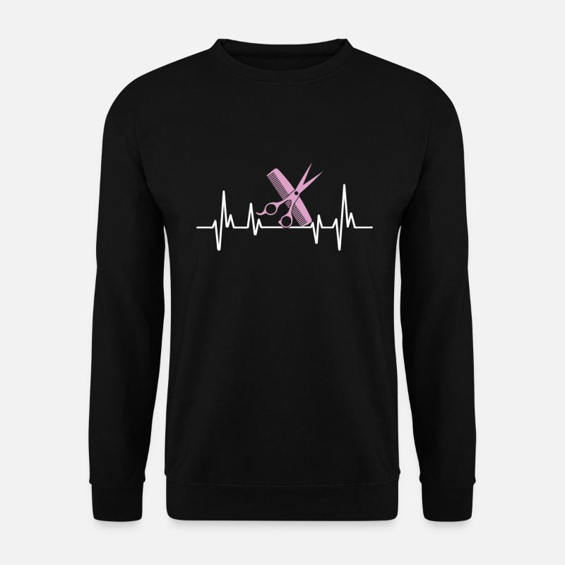 Kamm und Schere Friseurin Herzschlag - Unisex Pullover - Schwarz