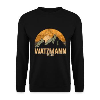 Wanderer Watzmann Gipfel - Unisex Pullover - Schwarz - Vorne - Alina (178cm) & Michal (187cm)