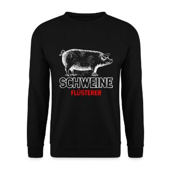 Schweineflüsterer Viehzucht - Unisex Pullover - Schwarz - Vorne - Alina (178cm) & Michal (187cm)