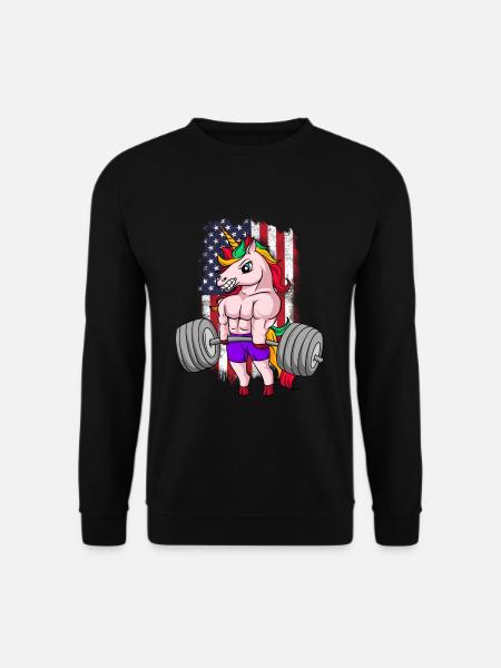 American Flag Unicorn Gym Motivation Workout Lifti - Unisex Pullover - Schwarz