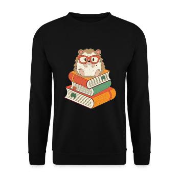 Hérisson sur les livres - Sweat-shirt Unisexe - noir - Devant - Alina (178cm) & Michal (187cm)
