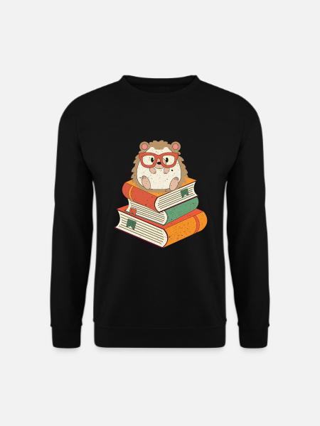 Igel auf Büchern - Unisex Pullover - Schwarz