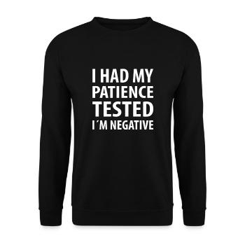 J'ai fait tester ma patience | Citations drôles - Sweat-shirt Unisexe - noir - Devant - Alina (178cm) & Michal (187cm)