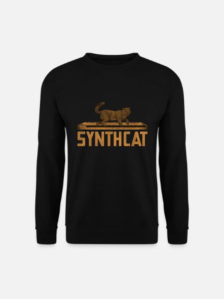 Vintage Synthesizer Cat - Unisex Sweatshirt - black