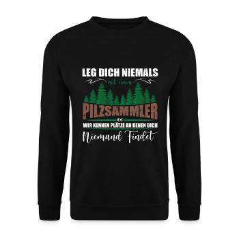 Pilzsammler Pilze Wald - Unisex Pullover - Schwarz - Vorne - Alina (178cm) & Michal (187cm)