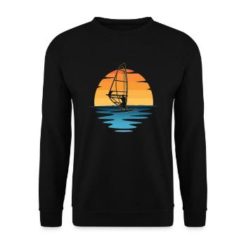 Windsurfen Sonnenuntergang - Unisex Pullover - Schwarz - Vorne - Alina (178cm) & Michal (187cm)
