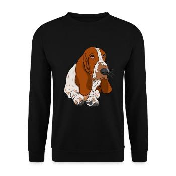 Basset Hound - Unisex Pullover - Schwarz - Vorne - Alina (178cm) & Michal (187cm)