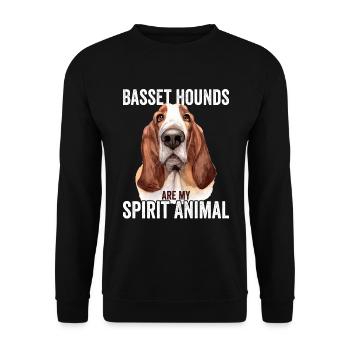 Basset Hounds sind mein Krafttier - Unisex Pullover - Schwarz - Vorne - Alina (178cm) & Michal (187cm)
