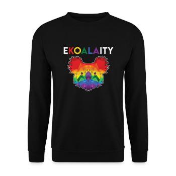 Cute Ekoalaity Rainbow LGBT Koala Gay Pride Gift - Unisex Pullover - Schwarz - Vorne - Alina (178cm) & Michal (187cm)