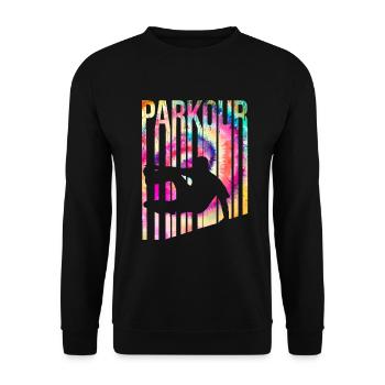 Parkour Retro - Unisex Pullover - Schwarz - Vorne - Alina (178cm) & Michal (187cm)