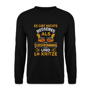 Schweden Lakritze Surströmming - Unisex Pullover - Schwarz - Vorne - Alina (178cm) & Michal (187cm)