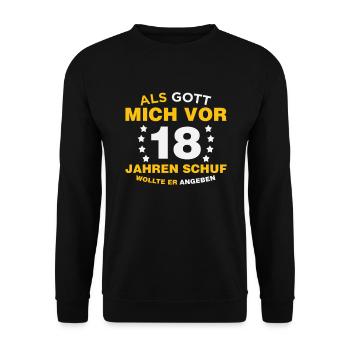 18. Geburtstag Geschenkidee Jungen Mädchen 18er Ge - Unisex Pullover - Schwarz - Vorne - Alina (178cm) & Michal (187cm)