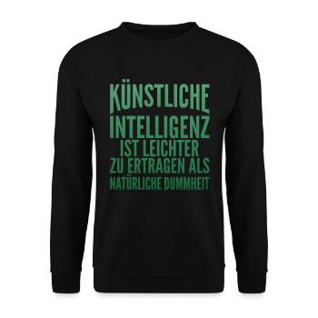 künstliche Intelligenz natürlich Dummheit Geschenk - Unisex Pullover - Schwarz - Vorne - Alina (178cm) & Michal (187cm)
