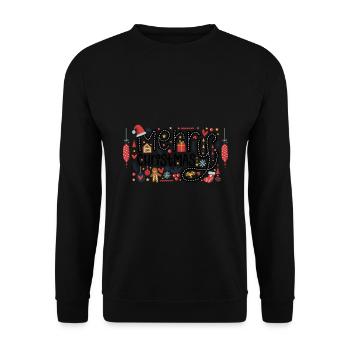 Merry Christmas xmas design gift - Unisex Sweatshirt - black - Front - Alina (178cm) & Michal (187cm)