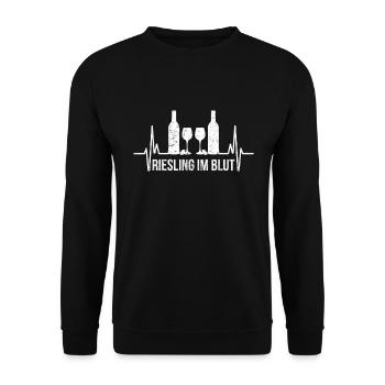 Riesling Weißwein Weinfest Herzschlag - Unisex Pullover - Schwarz - Vorne - Alina (178cm) & Michal (187cm)