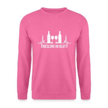 Riesling Weißwein Weinfest Herzschlag - Unisex Pullover - Pink - Vorne