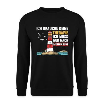 Borkum Nordsee Spruch Leuchtturm - Unisex Pullover - Schwarz - Vorne - Alina (178cm) & Michal (187cm)