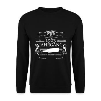 Geburtstag Wein gereift Jahrgang 1963 Geschenk - Unisex Pullover - Schwarz - Vorne - Alina (178cm) & Michal (187cm)