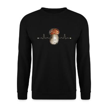 Champignons Chemise Cueilleurs de champignons Champignon Heartbeat Collect Ge - Sweat-shirt Unisexe - noir - Devant - Alina (178cm) & Michal (187cm)