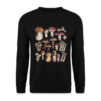 Pilze Shirt Pilzsammler Geschenk Sammeln Pilz Graf - Unisex Pullover - Schwarz - Vorne - Alina (178cm) & Michal (187cm)