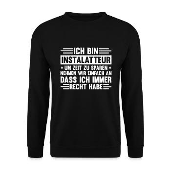 Anlagenmechaniker Installateur Werkzeug - Unisex Pullover - Schwarz - Vorne - Alina (178cm) & Michal (187cm)