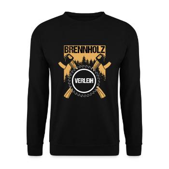 Brennholz Verleih Holzfäller Kettensäge Axt Forst - Unisex Pullover - Schwarz - Vorne - Alina (178cm) & Michal (187cm)