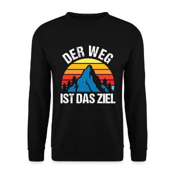 Der Weg ist das Ziel - Design für Wanderer - Unisex Pullover - Schwarz - Vorne - Alina (178cm) & Michal (187cm)