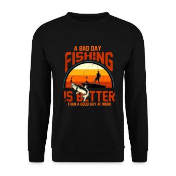 Fisherman fishing angler fishing fish gift - Unisex Sweatshirt - black - Front - Alina (178cm) & Michal (187cm)