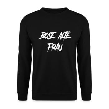 Böse alte Frau Totenkopf Camouflage Tarnmuster - Unisex Pullover - Schwarz - Vorne - Alina (178cm) & Michal (187cm)