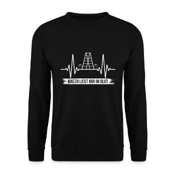 Malermeister Leiter Herzschlag - Unisex Pullover - Schwarz - Vorne - Alina (178cm) & Michal (187cm)